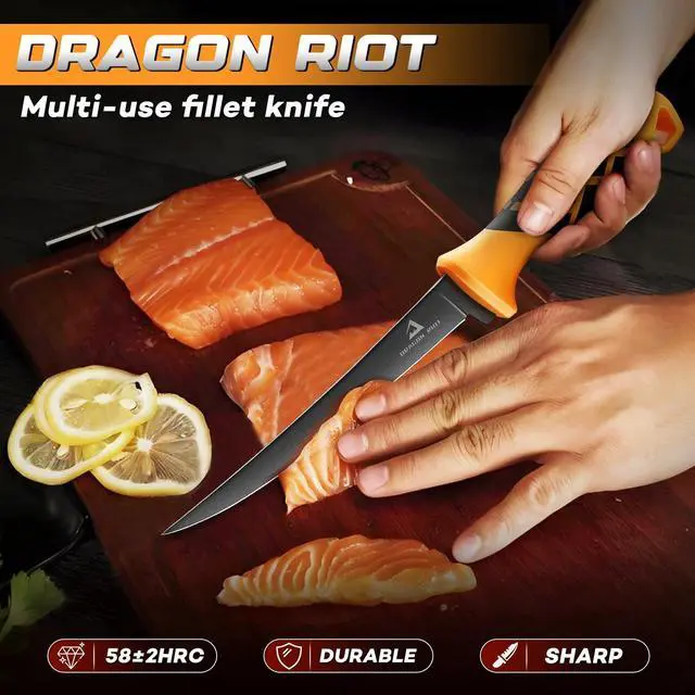 Alt view image 4 of 7 - Fillet Knife Set,Flexible Blade for Filleting and Boning,Premium Fish Filleting Knife in 5CR15MOV Stainless-Steel,Professional Fishing Knife Set with Non-slip Handle