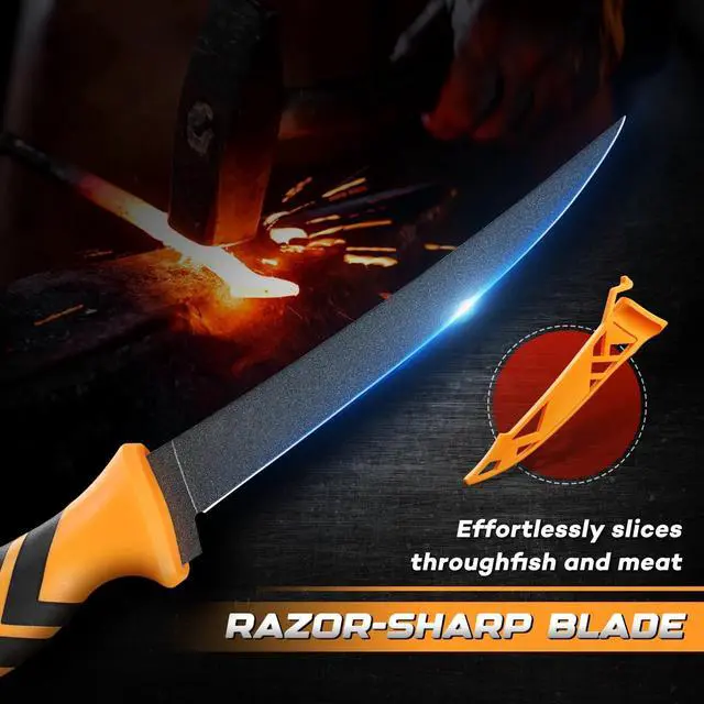 Alt view image 5 of 7 - Fillet Knife Set,Flexible Blade for Filleting and Boning,Premium Fish Filleting Knife in 5CR15MOV Stainless-Steel,Professional Fishing Knife Set with Non-slip Handle