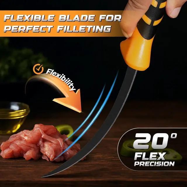Alt view image 7 of 7 - Fillet Knife Set,Flexible Blade for Filleting and Boning,Premium Fish Filleting Knife in 5CR15MOV Stainless-Steel,Professional Fishing Knife Set with Non-slip Handle