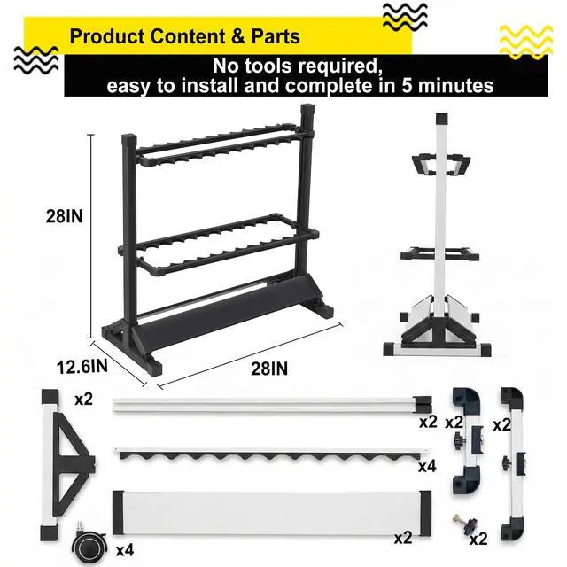 Alt view image 2 of 6 - 24-Rod Aluminum Fishing Rod/Pole Holder, Rustproof Fishing Rod Rack with 360° Lockable Wheels, Multi-Functional Storage Organizer for Garage & Home, Fits Most Rods & Golf Clubs (Gray)