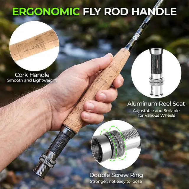 Alt view image 3 of 7 - Fly Fishing Rod and Reel Combo, 4-Piece Fly Rod Kit with Complete Fly Fishing Gear: Fly Rod, Pre-Spooled Fly Fishing Reel, Fishing Flies, Leader, Forceps, Nipper and Carrying Case