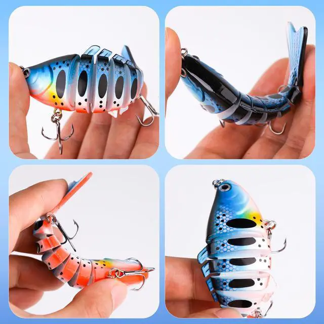 Alt view image 3 of 7 - Fishing Artificial Lures Kit Mixed Including Front Diving Fin Minnow Surface Popper Crank Baits Pencil VIB with Hook and Soft Lures Accessories for Saltwater Freshwater Trout Bass Tackle Gift Set