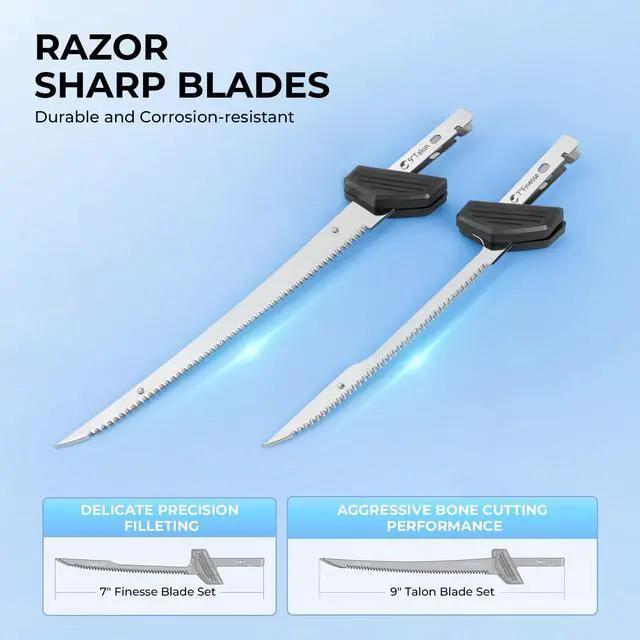 Alt view image 6 of 7 - BladeVolt Rechargeable Cordless Electric Fillet Knife with 7" & 9" Blades, 27,000 RPM Motor, Type-C Battery, Non-Slip Grip & Safety Lock, Portable Carry Case, Fishing Gear and Gifts for Men