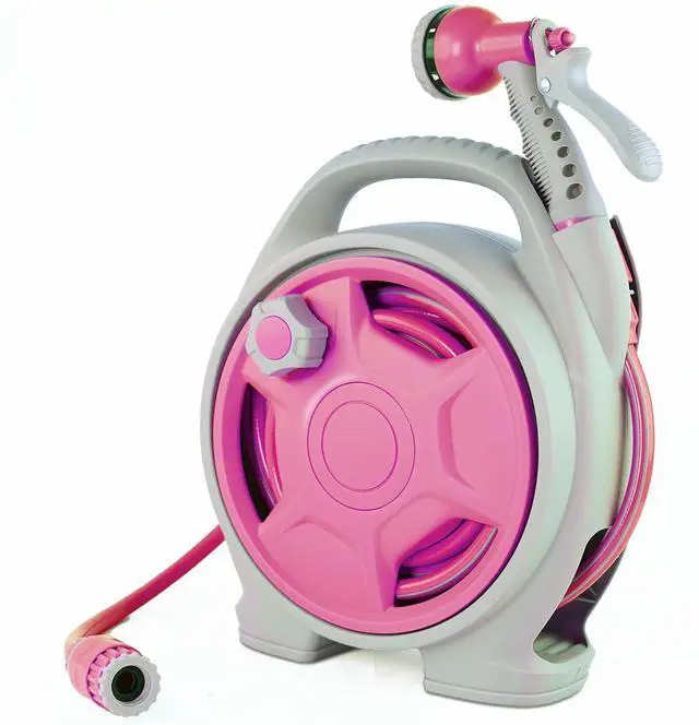 Main image of 50FT Retractable Garden Hose Reel, Lightweight & Portable Hose Reel with 6 Patterns Spray Nozzle, Suitable for US Standard Hose Connection