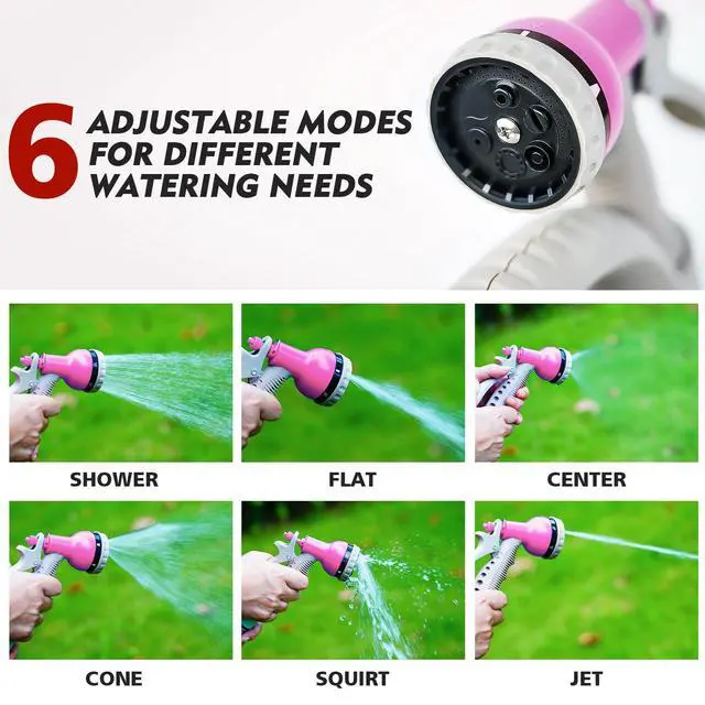 Alt view image 3 of 7 - 50FT Retractable Garden Hose Reel, Lightweight & Portable Hose Reel with 6 Patterns Spray Nozzle, Suitable for US Standard Hose Connection