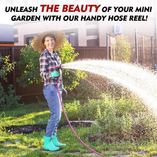 Alt view image 7 of 7 - 50FT Retractable Garden Hose Reel, Lightweight & Portable Hose Reel with 6 Patterns Spray Nozzle, Suitable for US Standard Hose Connection