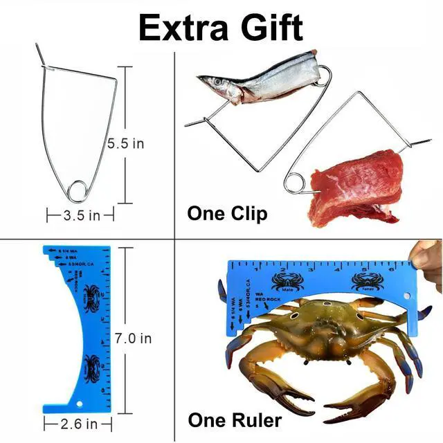 Alt view image 2 of 7 - Wire Grid Bottom Crab Nets Two Ring Crab Kit with Harness and Bait Clip 24 X 20 X 12
