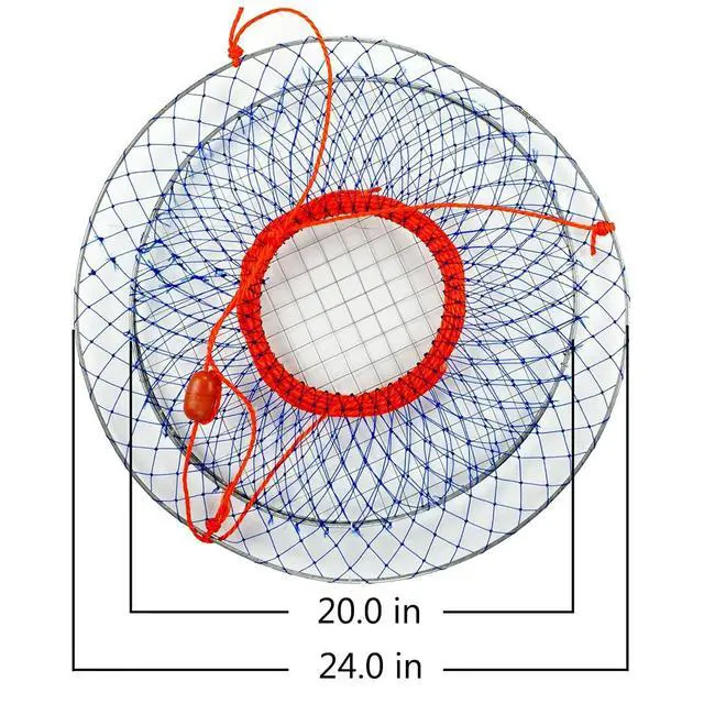 Alt view image 4 of 7 - Wire Grid Bottom Crab Nets Two Ring Crab Kit with Harness and Bait Clip 24 X 20 X 12