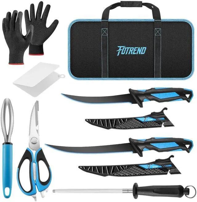 Main image of Fillet Knife Kit Combo, Fishing Knives and Honing Rod, Ultra-Sharp G4116 German Stainless Steel, Non-Slip Handle, Durable Storage Bag, Fishing Gifts for Men
