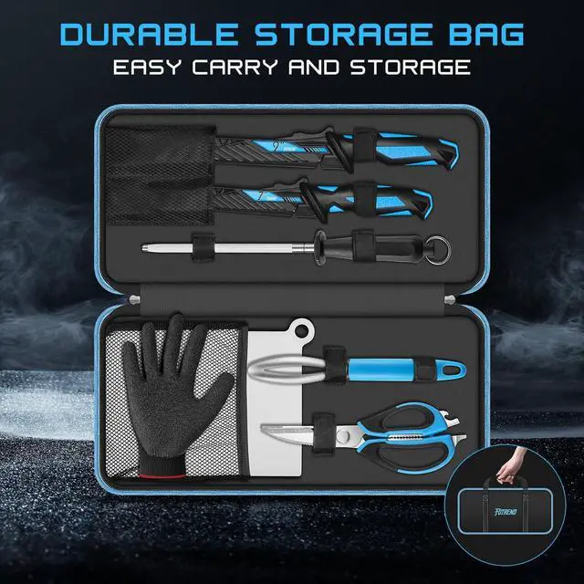 Alt view image 2 of 7 - Fillet Knife Kit Combo, Fishing Knives and Honing Rod, Ultra-Sharp G4116 German Stainless Steel, Non-Slip Handle, Durable Storage Bag, Fishing Gifts for Men