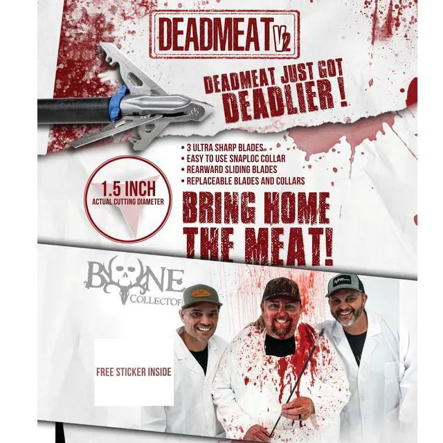 Alt view image 2 of 6 - G5 Deadmeat V2 Expandable 3-Blade Broadheads | 3-Pack | 100/125 Grains | Razor Sharp 1.5" Cutting Diameter Mechanical Blades | Screw in | Compound & Recurve Compatible | 1 BMP Practice Tip Included