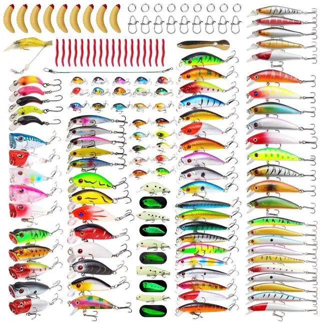 Main image of Fishing Artificial Lures Kit Mixed Including Front Diving Fin Minnow Surface Popper Crank Baits Pencil VIB with Hook and Soft Lures Accessories for Saltwater Freshwater Trout Bass Tackle Gift Set