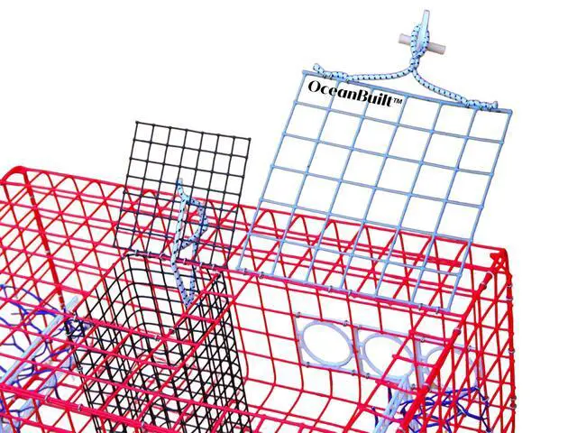 Alt view image 4 of 5 - Florida Medium Blue Crab Trap 24 x 14 x 11 Crab Pot for Recreational Crabbing Two-Throat Entry Fishing Trap PVC Coated Wire Saltwater Crab Trap
