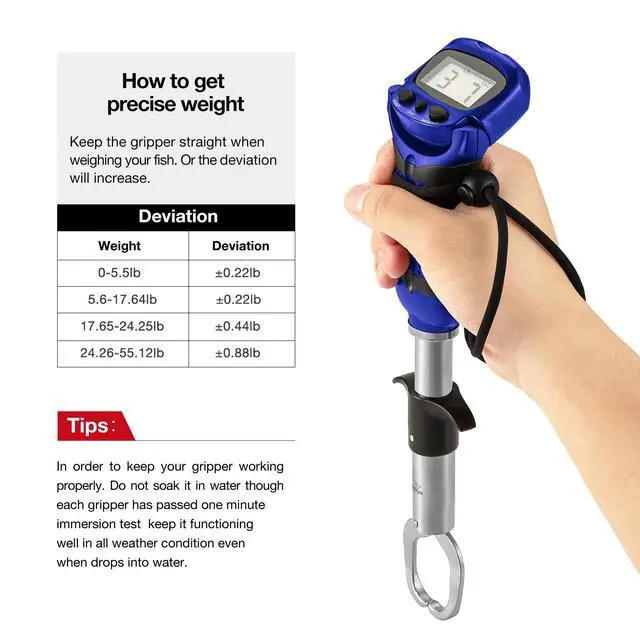 Alt view image 6 of 7 - Fish Gripper with Digital Fish Scale, Memory Function Fishing Scale, Save Up to Most 10 Set of Weight, Saltwater-Resistant, Portable Stainless Steel Fish Lip Gripper, Fishing Gear Gift