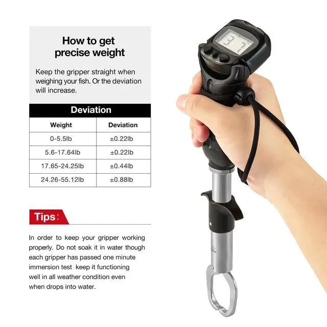 Alt view image 5 of 6 - Fish Gripper with Digital Fish Scale, Memory Function Fishing Scale, Save Up to Most 10 Set of Weight, Saltwater-Resistant, Portable Stainless Steel Fish Lip Gripper, Fishing Gear Gift