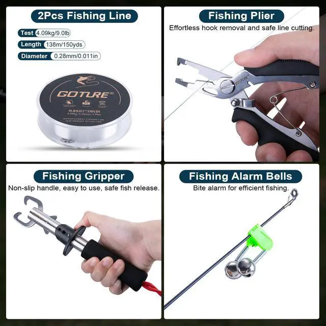 Alt view image 5 of 7 - Fishing Rod and Reel Combos-2PCS Telescopic Fishing Pole+2PCS Spinning Reels with Carrier Bag,2.1M Telescopic Rod Reel Kit for Starter Travel Saltwater Freshwater,Gifts for Men
