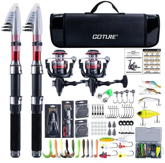 Main image of Fishing Rod and Reel Combos-2PCS Telescopic Fishing Pole+2PCS Spinning Reels with Carrier Bag,2.1M Telescopic Rod Reel Kit for Starter Travel Saltwater Freshwater,Gifts for Men