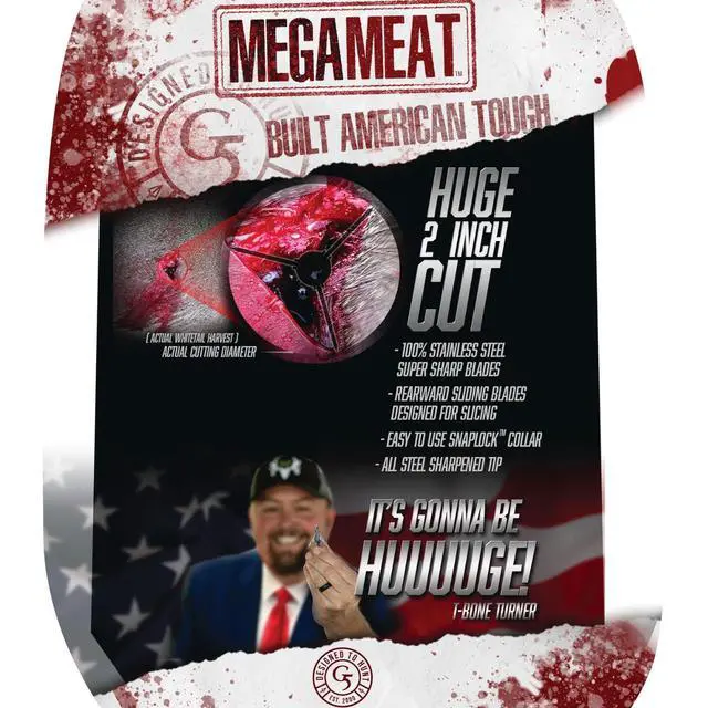 Alt view image 2 of 2 - G5 Megameat 3-Blade Expandable Broadheads | 3-Pack | 100/125 Grains | Razor Sharp 2" Cutting Diameter Mechanical Blades | Screw in | Crossbow Compatible | 1 BMP Practice Tip Included