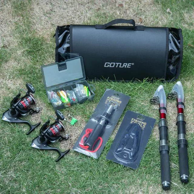 Alt view image 2 of 7 - Fishing Rod and Reel Combos-2PCS Telescopic Fishing Pole+2PCS Spinning Reels with Carrier Bag,2.1M Telescopic Rod Reel Kit for Starter Travel Saltwater Freshwater,Gifts for Men