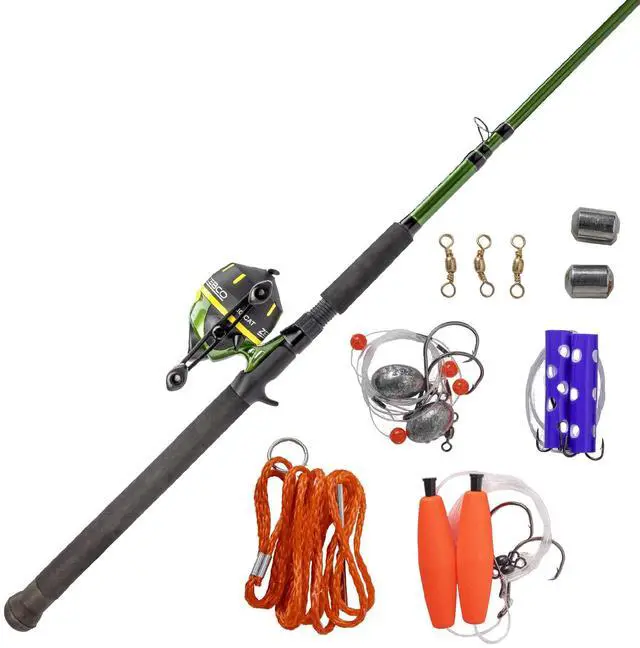 Main image of 606 Big Cat Spincast Reel and Fishing Rod Combo, 7-Foot 2-Piece Telescopic Rod, Medium-Heavy Power, Size 60 Reel, 11-Piece Eagle Claw Tackle Kit