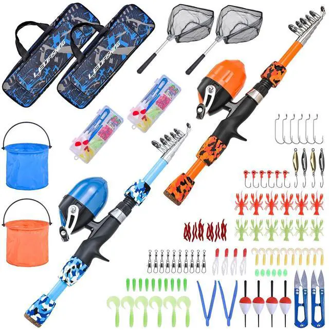 Main image of 2 Set Kids Fishing Pole Set with Full Starter Kits Portable Telescopic Fishing Rod and Reel Cambos with All The Necessary Fishing Kits for Boys Girls and Youth