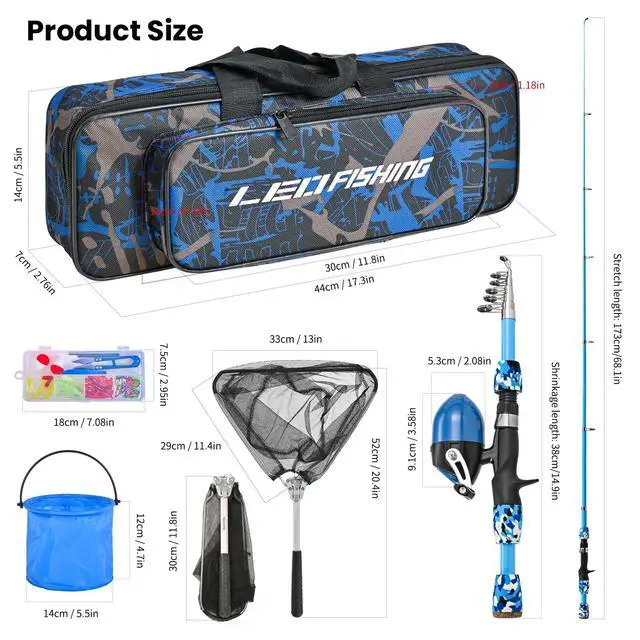 Alt view image 3 of 7 - 2 Set Kids Fishing Pole Set with Full Starter Kits Portable Telescopic Fishing Rod and Reel Cambos with All The Necessary Fishing Kits for Boys Girls and Youth