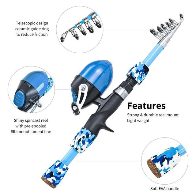 Alt view image 2 of 7 - 2 Set Kids Fishing Pole Set with Full Starter Kits Portable Telescopic Fishing Rod and Reel Cambos with All The Necessary Fishing Kits for Boys Girls and Youth