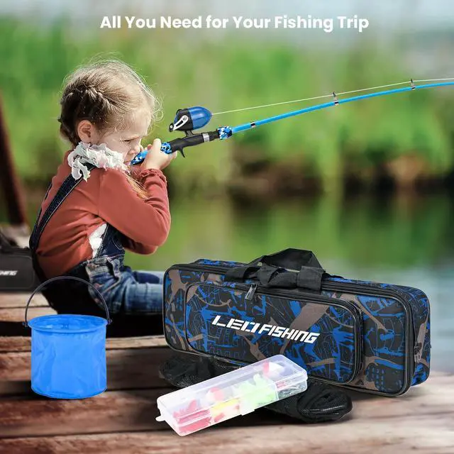 Alt view image 6 of 7 - 2 Set Kids Fishing Pole Set with Full Starter Kits Portable Telescopic Fishing Rod and Reel Cambos with All The Necessary Fishing Kits for Boys Girls and Youth
