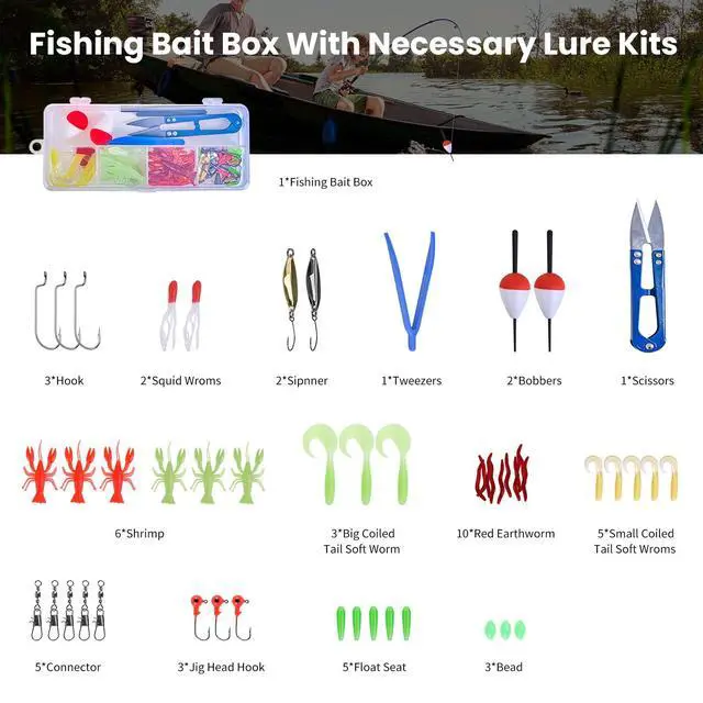 Alt view image 5 of 7 - 2 Set Kids Fishing Pole Set with Full Starter Kits Portable Telescopic Fishing Rod and Reel Cambos with All The Necessary Fishing Kits for Boys Girls and Youth