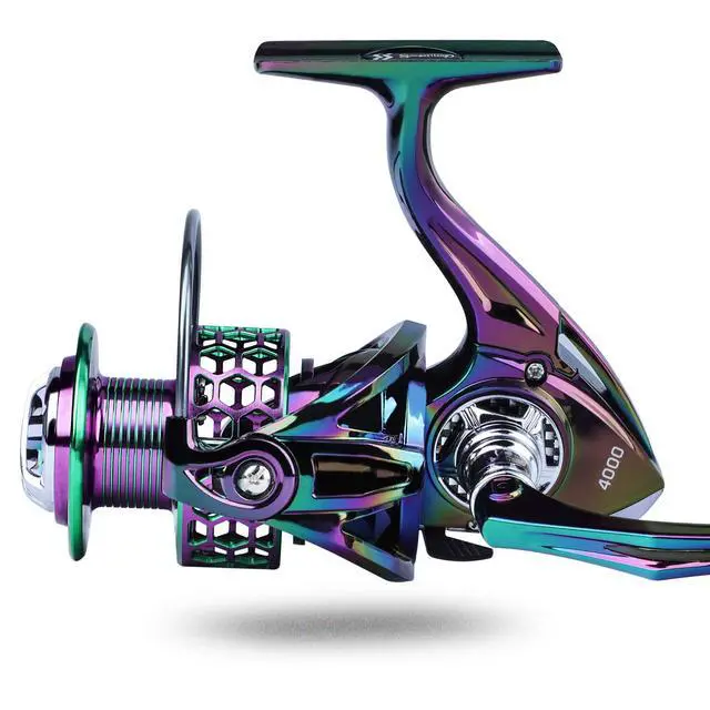 Alt view image 3 of 7 - Colorful Fishing Reel 13 +1 BB Light Weight Ultra Smooth Powerful Spinning Reels, with CNC Line Management Graphite Frame, for Freshwater
