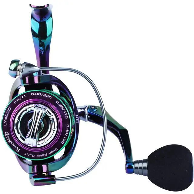 Alt view image 4 of 7 - Colorful Fishing Reel 13 +1 BB Light Weight Ultra Smooth Powerful Spinning Reels, with CNC Line Management Graphite Frame, for Freshwater