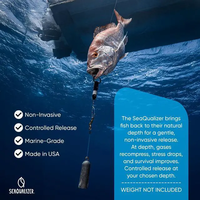 Alt view image 5 of 6 - Fish Descending Device 3 Setting Release Device for Fishing Non-Invasive and Reusable Fish Release Tool NOAA Compliant - Made in USA