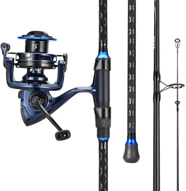 Main image of Surf Fishing Rod and Reel Combo, Heavy 3-Piece Travel Spinning Rod with Reel for Red Drum, Striped Bass, Beach & Saltwater Fishing(9'/10'/11'/12')