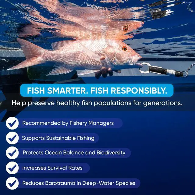 Alt view image 6 of 6 - Fish Descending Device 3 Setting Release Device for Fishing Non-Invasive and Reusable Fish Release Tool NOAA Compliant - Made in USA