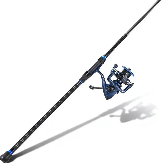 Alt view image 2 of 7 - Surf Fishing Rod and Reel Combo, Heavy 3-Piece Travel Spinning Rod with Reel for Red Drum, Striped Bass, Beach & Saltwater Fishing(9'/10'/11'/12')