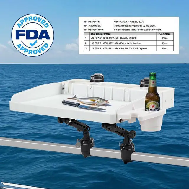 Alt view image 4 of 7 - Bait Board Set with Mounts & Extenders White Cutting Board for Bass, Center Console, Pontoon Boats Great for Fishing, Filleting, Outdoor Cooking (Square Rail Mount Set)