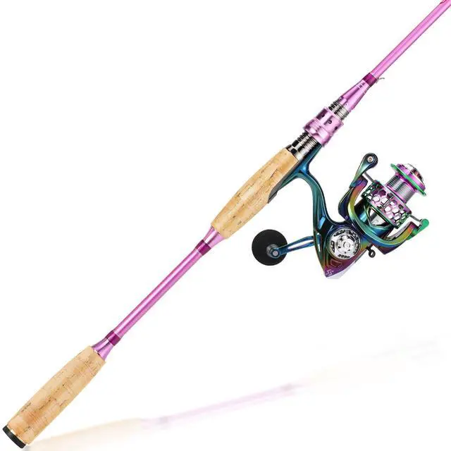 Alt view image 2 of 7 - Spinning Rod Reel Combos,Colorful Two Pieces Spinning Pole with Smooth Strong Reel Available for Freshwater Bass Walleye Trout Fishing