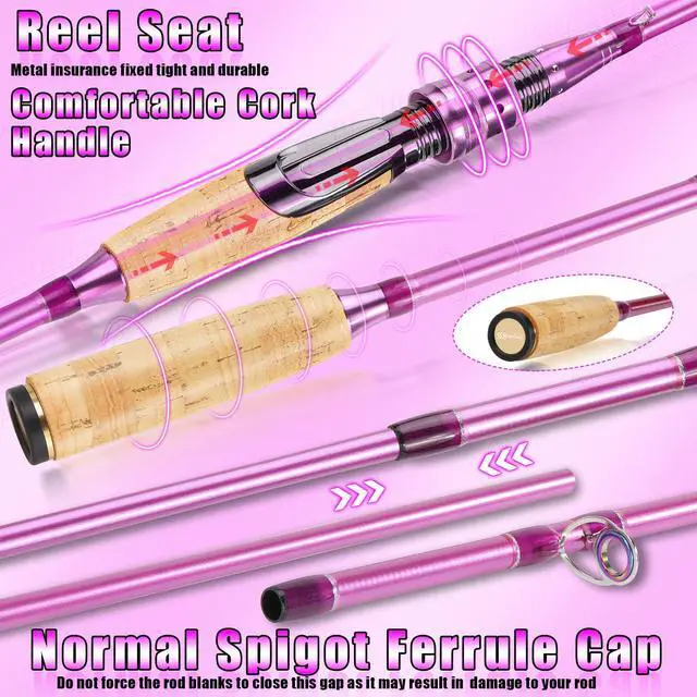 Alt view image 4 of 7 - Spinning Rod Reel Combos,Colorful Two Pieces Spinning Pole with Smooth Strong Reel Available for Freshwater Bass Walleye Trout Fishing