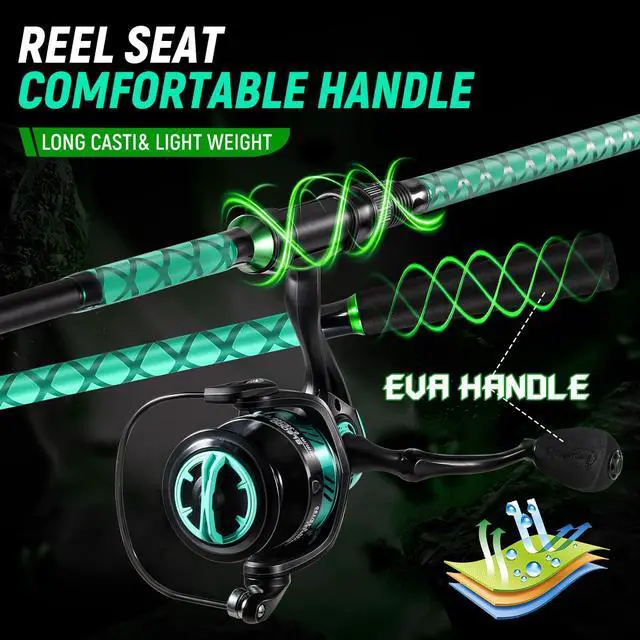 Alt view image 3 of 7 - Surf Fishing Rod and Reel Combo, Heavy 3-Piece Travel Spinning Rod with Reel for Red Drum, Striped Bass, Beach & Saltwater Fishing(9'/10'/11'/12')
