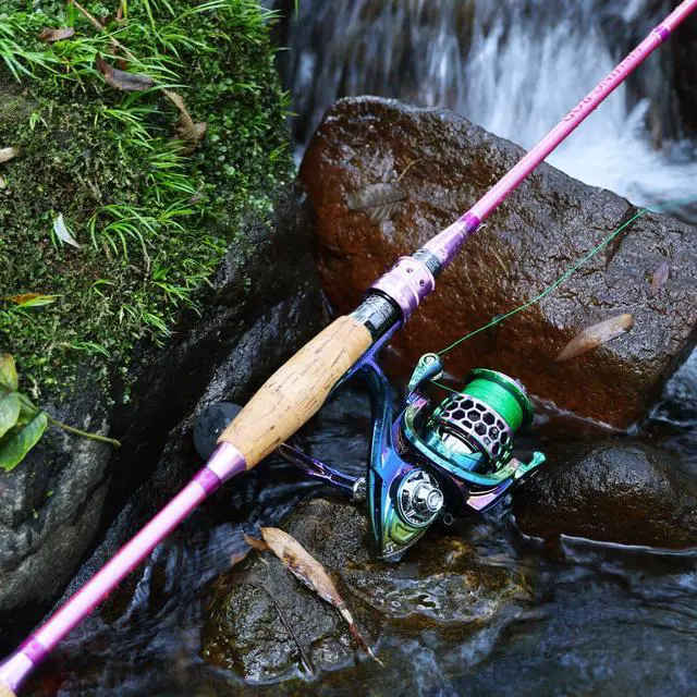 Alt view image 7 of 7 - Spinning Rod Reel Combos,Colorful Two Pieces Spinning Pole with Smooth Strong Reel Available for Freshwater Bass Walleye Trout Fishing