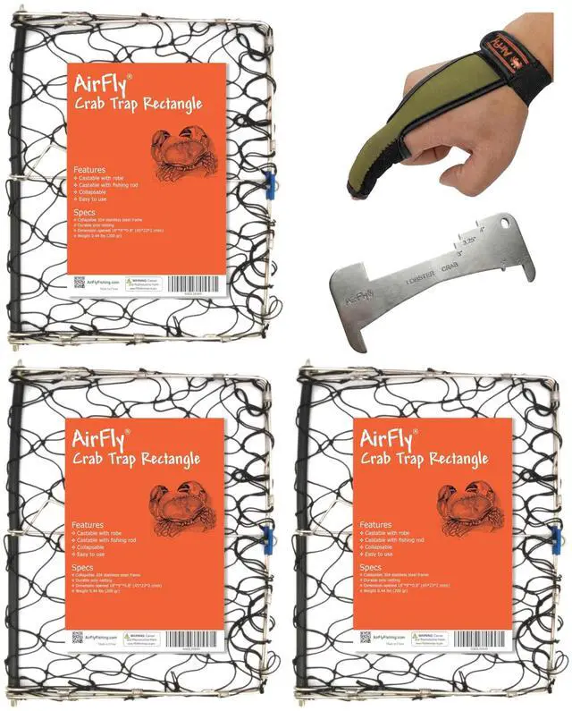 Main image of Foldable Castable Crab Trap - Crab Hawk & Crab Jaw Star Trap with Bait Clip - Portable Fishing Rod Crab Pot for Blue Crabs & Dungeness - Designed in USA
