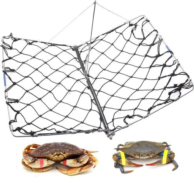 Alt view image 3 of 7 - Foldable Castable Crab Trap - Crab Hawk & Crab Jaw Star Trap with Bait Clip - Portable Fishing Rod Crab Pot for Blue Crabs & Dungeness - Designed in USA