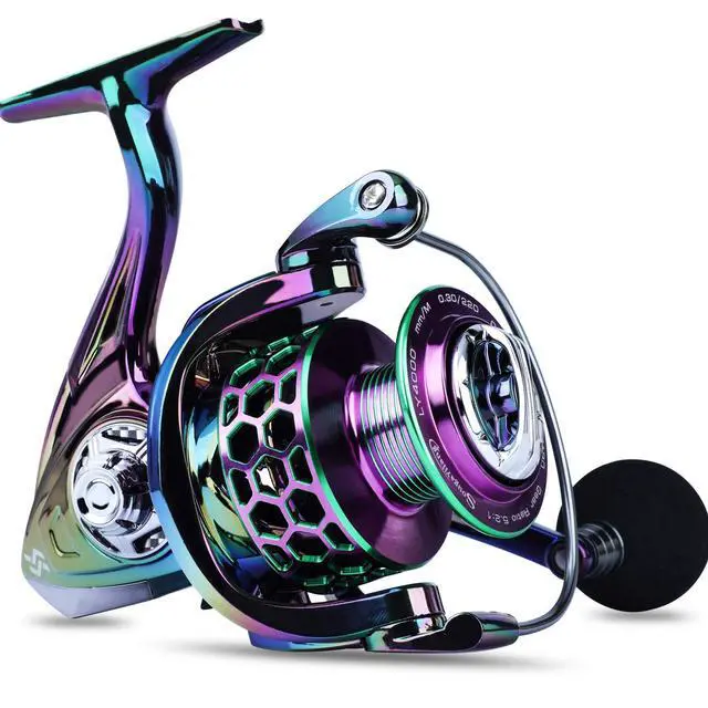 Alt view image 2 of 7 - Colorful Fishing Reel 13 +1 BB Light Weight Ultra Smooth Powerful Spinning Reels, with CNC Line Management Graphite Frame, for Freshwater
