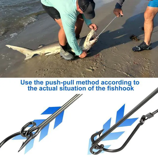 Alt view image 3 of 7 - Stainless Steel Fishing Hook RemoverDehooker Tool,Push/Pull Hook RemoverAnti-Lost Saltwater Dehooker Tool Shark Hook Remover