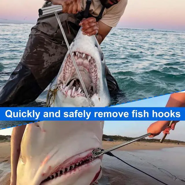 Alt view image 7 of 7 - Stainless Steel Fishing Hook RemoverDehooker Tool,Push/Pull Hook RemoverAnti-Lost Saltwater Dehooker Tool Shark Hook Remover
