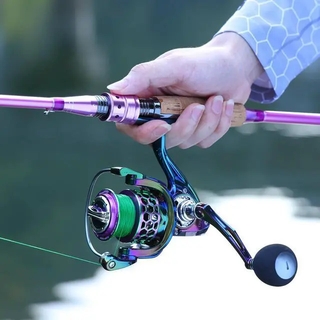 Alt view image 6 of 7 - Spinning Rod Reel Combos,Colorful Two Pieces Spinning Pole with Smooth Strong Reel Available for Freshwater Bass Walleye Trout Fishing