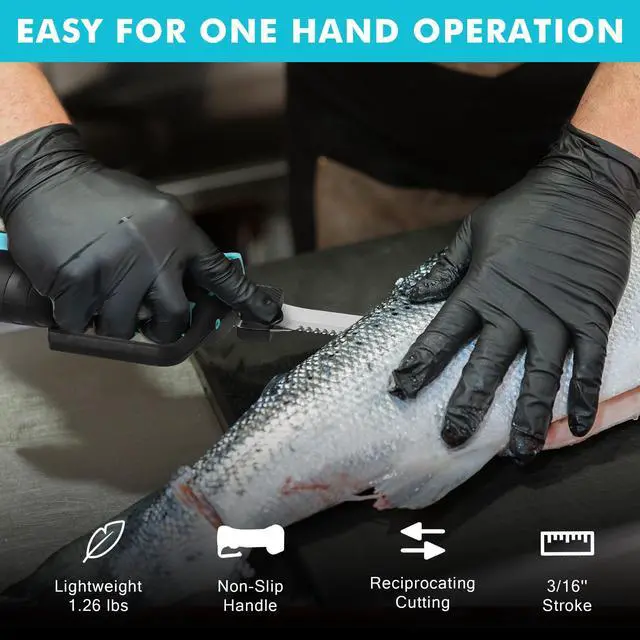 Alt view image 2 of 7 - 12V Cordless Electric Fillet Knife with 8" & 10" Razor-Sharp Blades, Electric Fish Fillet Knife with 2.0Ah Built-in Battery, Type-C Charge, Non-Slip Handle, Storage Case for Fishing Filleting