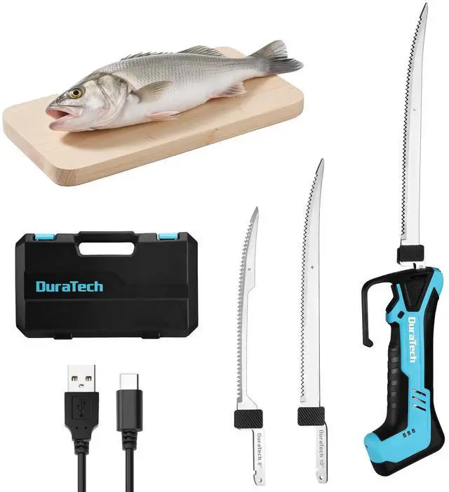 Main image of 12V Cordless Electric Fillet Knife with 8" & 10" Razor-Sharp Blades, Electric Fish Fillet Knife with 2.0Ah Built-in Battery, Type-C Charge, Non-Slip Handle, Storage Case for Fishing Filleting