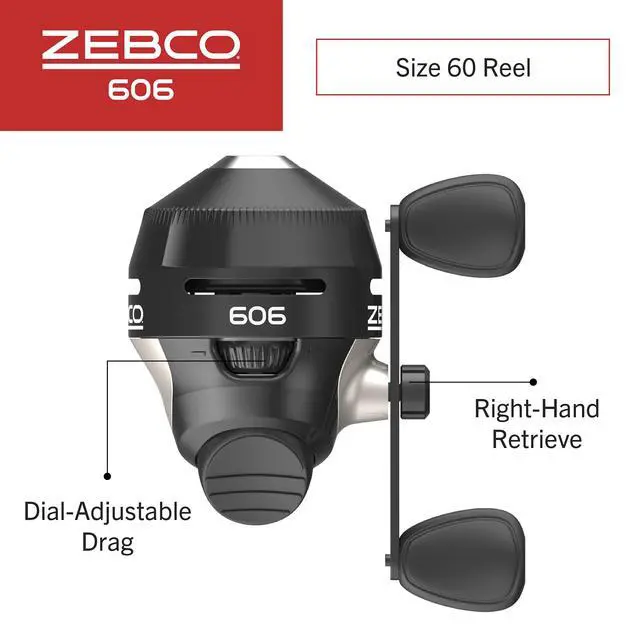 Alt view image 2 of 6 - 606 Spincast Fishing Reel, Size 60 Reel, Right-Hand Retrieve, Pre-Spooled with 20-Pound Fishing Line