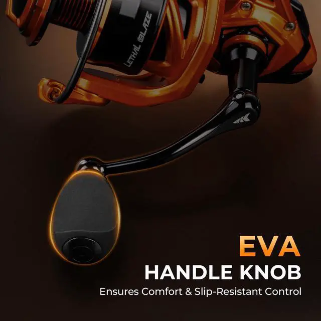 Alt view image 5 of 7 - Lethal Blaze Spinning Fishing Reel, 17.6LBs Max Drag, 5.2:1 Gear Ratio, Ultra-Smooth Freshwater & Inshore Spinning Reel, CNC Aluminum Spool, Ideal for Bass & Trout Fishing